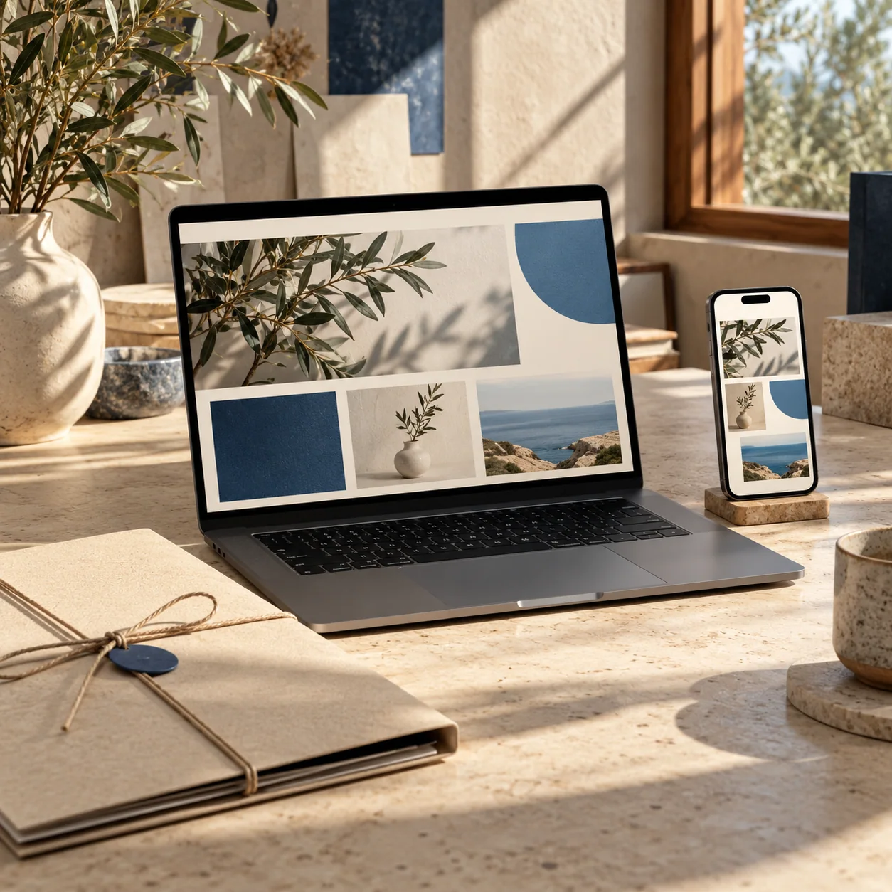 A finished website displayed on a laptop and phone